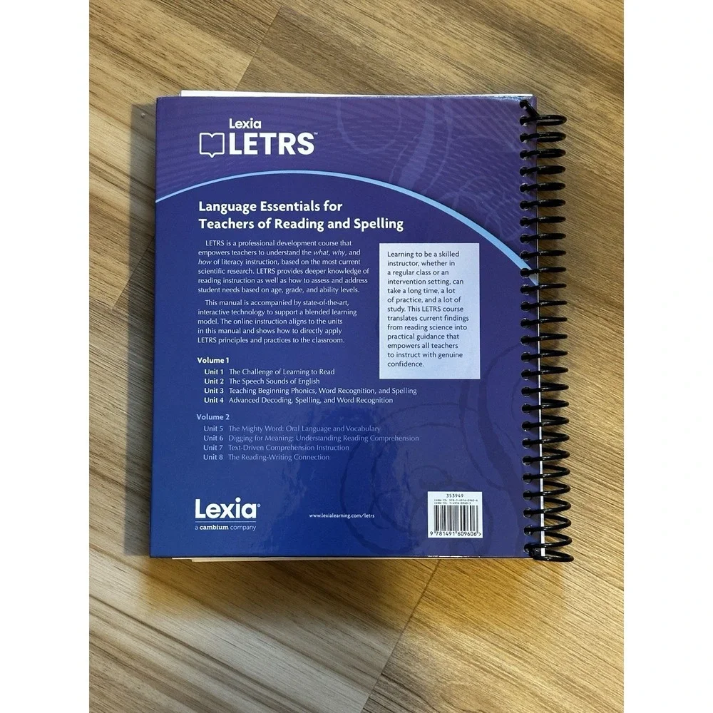 Lexia LETRS Volume 1 Units 1-4 3rd Edition 2019 Professional Learning